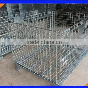 Folding Rolling Metal Steel Wire Mesh Warehouse Storage Cage thumbnail-5