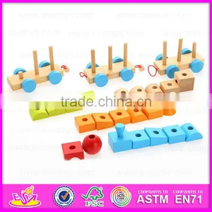 2015 Pull Shape Blocks Train Toy, Образовательный деревянный поезд-тяжёлая лошадь из кубиков, Новый дизайн деревянных кубиков-игрушки - маленький поезд-тяжёлая лошадь W05C020 thumbnail-6
