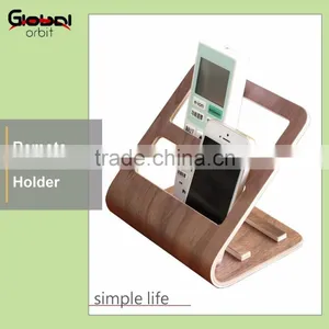 Wooden TV Remote Control Caddy Organizer Mobile Phone Stand TV Remote Control Holder thumbnail-1