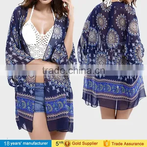 2014 Factory Wholesale Vintage Retro Boho Hippie Casual Chiffon Kimono Top thumbnail-2