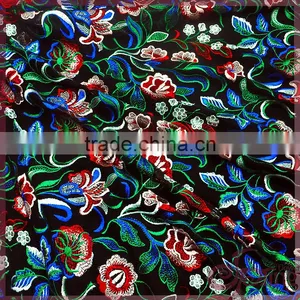 Colorful Flower Embroidered Tulle Lace Fabric, Elegant Shining Poly Mesh Embroidered Fabric thumbnail-2