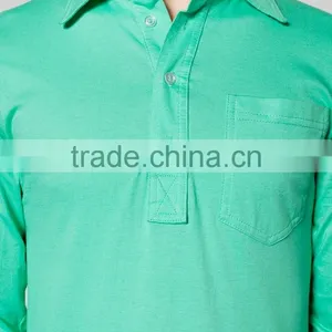 100% Cotton Jersey Long Sleeve Leisure Pocket Shirt Polo T-shirt thumbnail-5