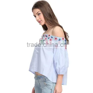 Off Shoulder Woman Designer Pattern Latest Blouse Design Image thumbnail-5