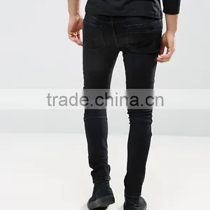 2017 New Style Fashion Black Biker Scratch Jeans Pent Men Skinny Ripped Bulk Wholesale Men's Jeans Pants thumbnail-3