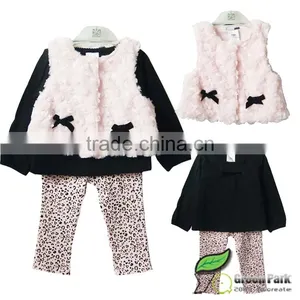 Girls Brand Winter Clothing Sets Kids Fashion 3pcs Outfit Children's Pink Leopard Sets thumbnail-1