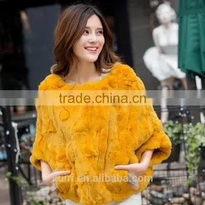 Natural Real Rex Rabbit Fur Pure Color Coat Pullover Women Winter Natural Fur Coats Outerwear thumbnail-2