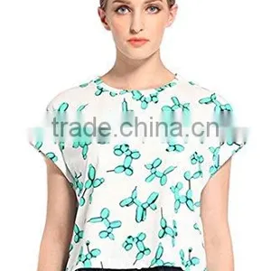Women's Fashion Cartoon Printing 100% Cotton Loose Short T Shirt Tops thumbnail-1