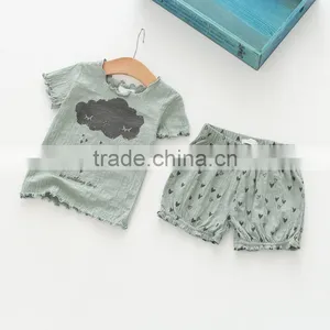 Summer Printing T-shrits and Shorts Girls Casual Kids Clothing Sets thumbnail-5