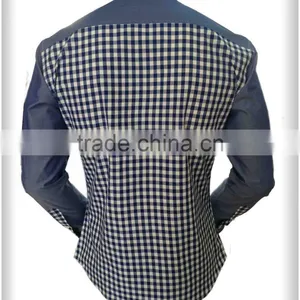 2017 Latest Design Men' Plaid Cotton Shirt With Contrast Color on Placket thumbnail-5