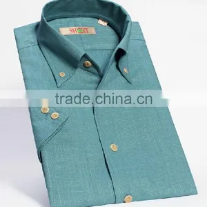 Latest Fashion Design Solid Color Button Down Collar Linen Shirt thumbnail-1