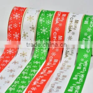 Hi-ana Ribbon 163 Wholesale Eight Points and Bleaching Rib Belt Printing Snow Flake Christmas Gift Ribbon thumbnail-2