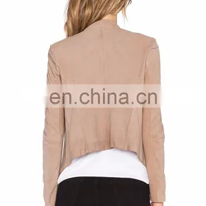 Latest Design Open Front Asymmetric Hem Original Leather Jacket thumbnail-4
