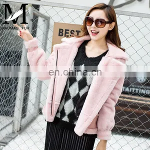 2016 Fashion Women Genuine Sheep Fur Jacket Shearling Sheepskin Coat thumbnail-2