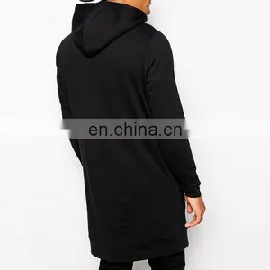 China Supplier Men's Clothing Custom Cotton/Polyester Fleece Extra Long Tail Hoodie Sweatshirt thumbnail-4