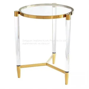 Hot Selling Round Side Table Stainless Steel Brass Table Acrylic Table thumbnail-3