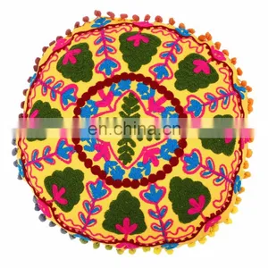 Floral Design Decorative Suzani Pillow Cover Embroidery Cotton Cushion Cover thumbnail-1