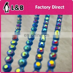 SS6/ SS8 Single Row Multicolored Plastic Rhinestone Chain for Decoration thumbnail-2