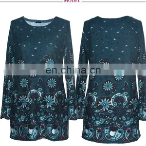 Ladies XXL Size Floral Designer Clothes Long Sleeves Knitted Dress thumbnail-4