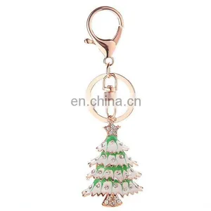 Stock Christmas Trees Rhinestone Metal Promotion Gift Keychain thumbnail-1