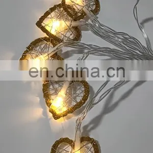 10L Led Gold Glitter Heart Night Strip Light With Bead Home Decor Ceiling Lights Indoor Valentine's Day Decoration Lighting thumbnail-1