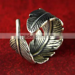 2016 Yiwu Lovely Fashion Silver Leaf Ring for Lover Gifts thumbnail-2