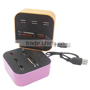 3 Port Usb Hub and Card Reader Combo for Computer Promotion Gift thumbnail-1
