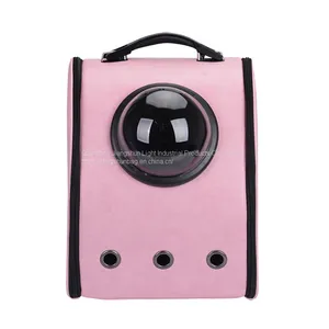 Cat Outdoor Double Back Folding Breathable Capsule Dog Bag Solid Color PU Pet Carrier Backpack thumbnail-1