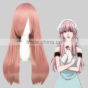 High Quality 60cm Medium Long Straight Pink Synthetic Anime Wig Cosplay Hair Wig thumbnail-1