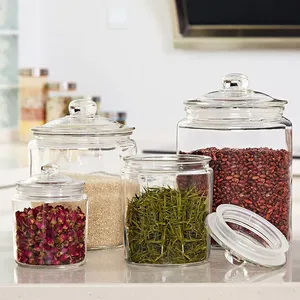 Premium Glass Jar - Airtight Lid Keeps Fresh, Clear for Easy Viewing. Ideal for Pantry: Grains, Teas & Spices. Stylish Home Use. thumbnail-1