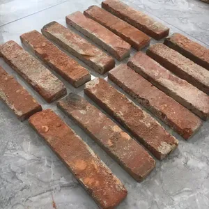 Reclaimed Old Red Brick Tile for Industrial Wall Cladding, 22mm Thickness, Vintage Wall Material thumbnail-1
