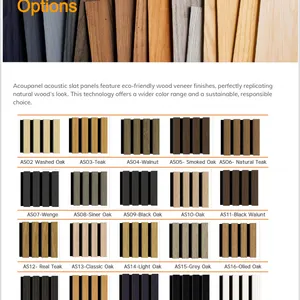 Wholesale Modern Wooden Acoustic Slat Wall Panel With 90% Noise Reduction Fireproof for Living Room Decoration thumbnail-3