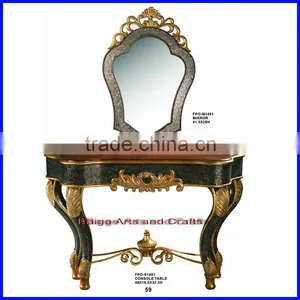 French Style Reclaim Wood Mirrored Console Table S-1491 thumbnail-1
