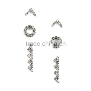 Daily Wear Women Accessories Shining Rhinestone Silver Ear Stud Earring Set thumbnail-1