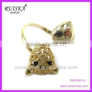 2014 WINTER FASHION LEOPARD RING WITH HEART,SINGLE GOLD RING FRG1042 thumbnail-1