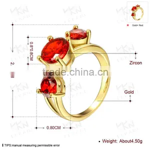 Beautiful Three Big Red Stone Ring for Women thumbnail-3