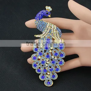 Wholesale Costume Jewelry China Peacock Crystal Peacock Brooches Blue Cheap thumbnail-2