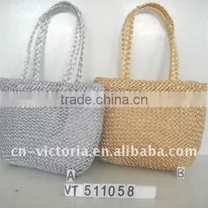 Silver Paper Woven Beach Bag thumbnail-1