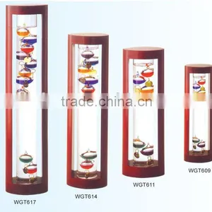 Galileo Thermometer With Cherry Wooden Frame thumbnail-1