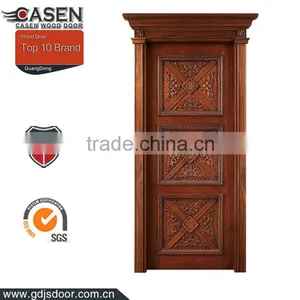 High Quality Decorative Villa/apartment Entrance Walnut Single Wood Carved Doors thumbnail-6