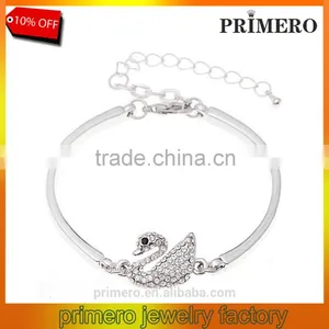 Fashion Women 18k Platinum Filled Clear Austrian Crystal Swan Bracelets Bangles Jewelry thumbnail-1