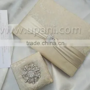 Silk Wedding Invitation Card With Brooch and Ribbon thumbnail-4