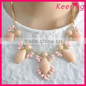 Hot Sale Pink Beads and Rhinestone Necklace Designs WNK-268 thumbnail-1