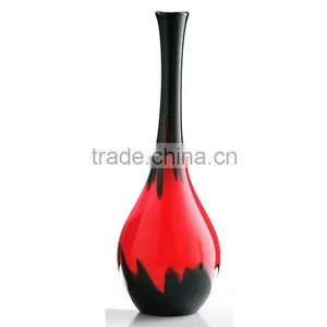 Black Red Solid Color Customized Size Leadfree Crystal Big Belly Long Neck Unique Deisgn Glass Vase thumbnail-1