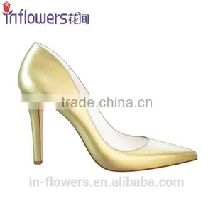 Golden Color Patent Leather Wholesale High Heel Shoes for Eleglant Ladies thumbnail-5