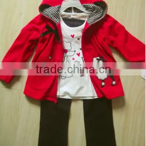Children's Clothing Set Kids Set Clothes Girls 3pc Set Hoodie Inner Top and Pants 3pc Sets Baby Wears thumbnail-1