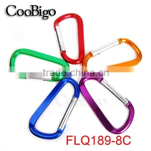 Multi-Color Aluminum Spring Flat Carabiner Snap Hook Hanger Keychain Hiking Camping #FLQ189-8C(Mix-s) thumbnail-1