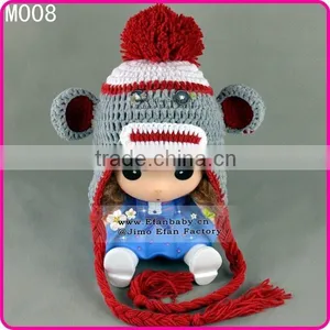 Knitting Children's Winter Hats Knitted Monkey Crochet Hats for Babies thumbnail-3
