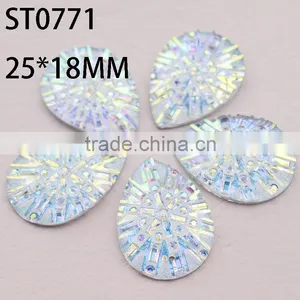 Garment Rhiestone , 18*25 mm Pear Shape Flatback Gemstone Cabochon ,Jewelry Finding thumbnail-2