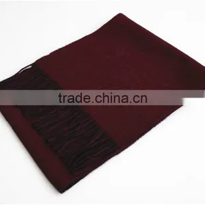 Solid Color Double Face Wool Scarf With Fringe thumbnail-4