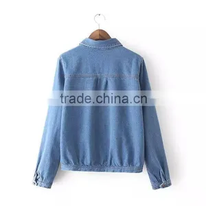 Cheap China Wholesale Clothing Two Pockets Front Denim Jacket thumbnail-2